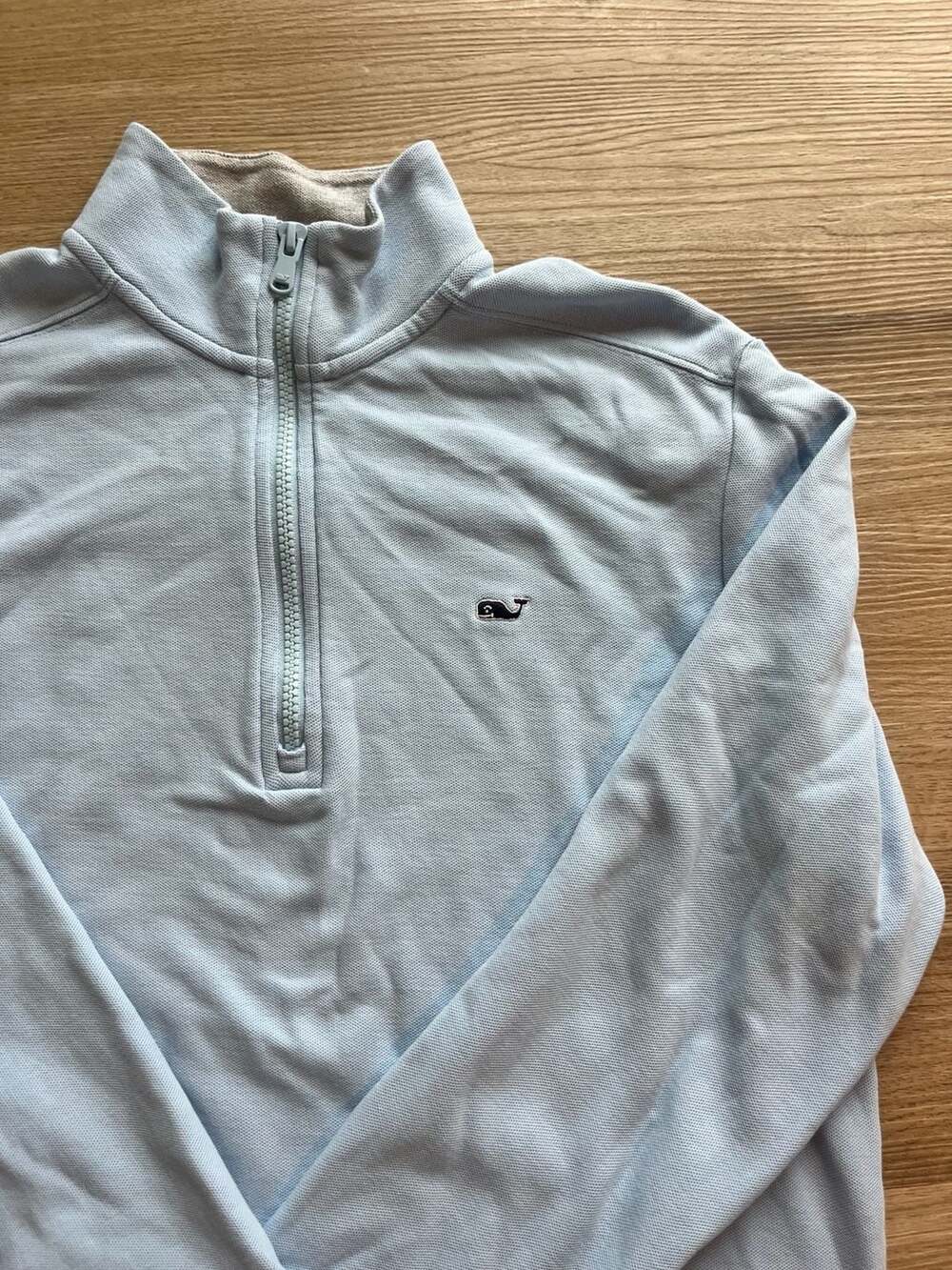 Vineyard Vines,Baby Blue Saltwater 1/4 Zip Sweater,Preppy,Business Casual,Mens X